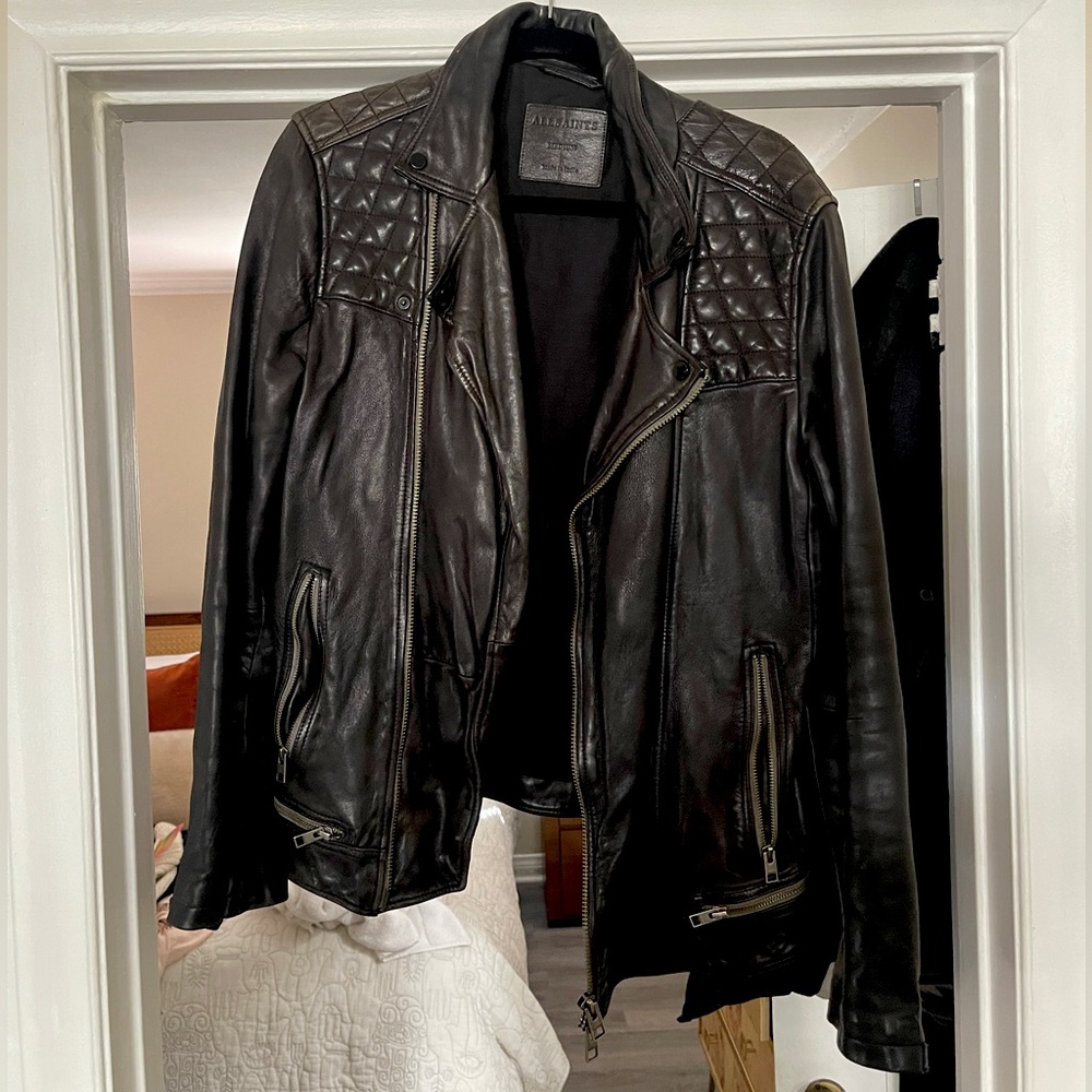 Real leather heavyweight biker jacket!